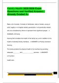 Family Health 2025&sol;2026 Exam  Questions and Verified Answers &vert;  Already Graded A&plus; 
