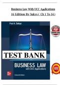 Solution Manual for Business Law with UCC Applications 16Edition by Paul Sukys  All 1-34 Chapters Covered &comma;Latest Edition