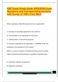 ASP Exam Study Guide 2025&sol;2026 Exam  Questions and Corresponding Answers  with Surety of 100&percnt; Pass Mark 