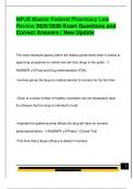 MPJE Master Federal Pharmacy Law  Review 2025&sol;2026 Exam Questions and  Correct Answers &vert; New Update