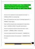 Nevada Real Estate Law Test 2025&sol;2026  Exam Questions and Corresponding  Answers with Surety of 100&percnt; Pass Mark