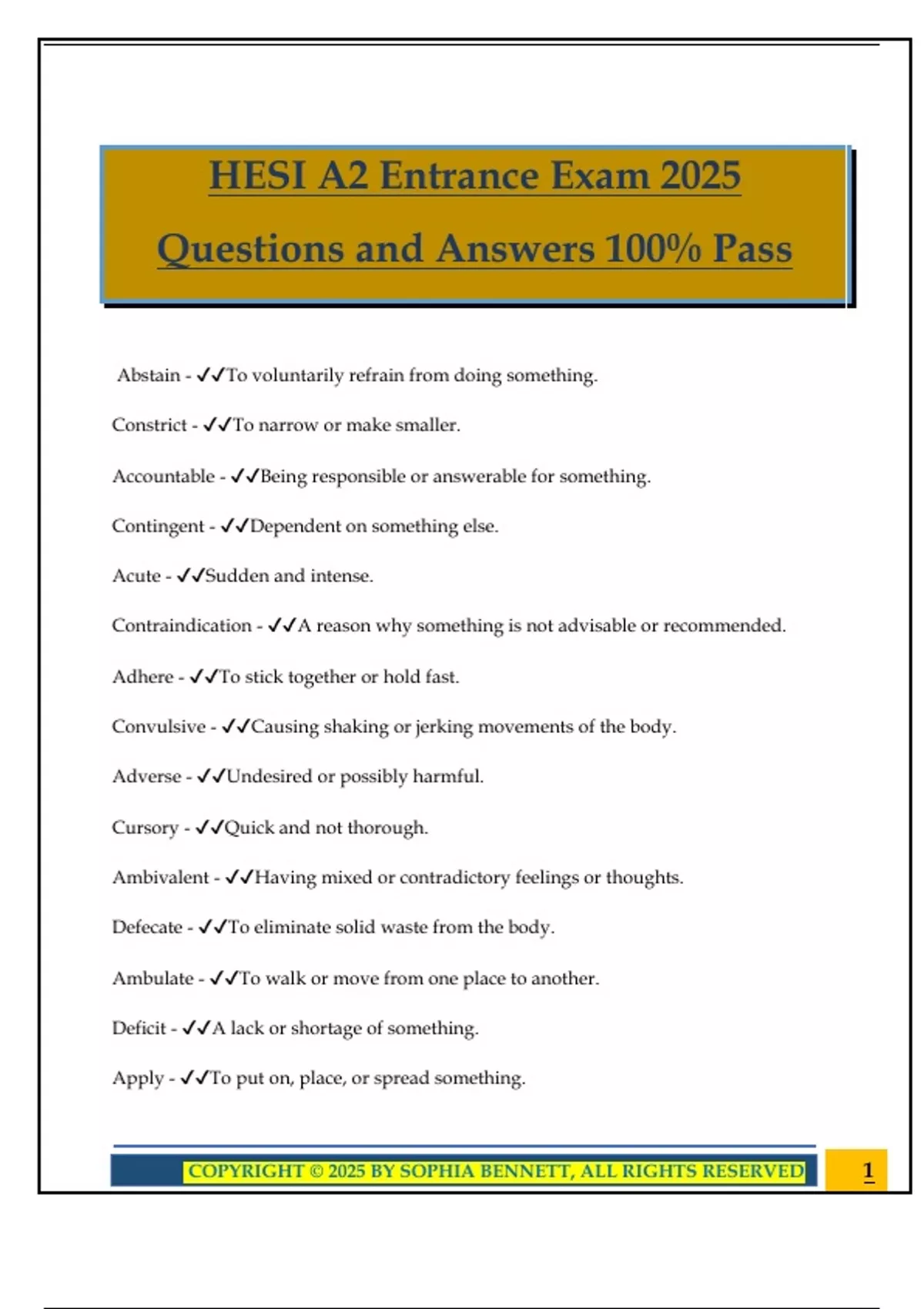 HESI A2 Entrance Exam 2025 Questions and Answers 100% Pass - Hesi A2 ...
