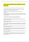 CA Food Handler Exam Questions And Answers