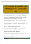 Security Guard Training Class Exam 2025 Questions and Answers 100&percnt; Pass