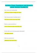 Aviation Exam Questions and Answers  Latest Version Graded A&plus;