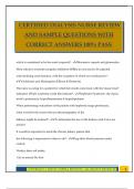 CERTIFIED DIALYSIS NURSE REVIEW AND SAMPLE QUESTIONS WITH CORRECT ANSWERS 100&percnt; PASS