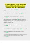 ARTS 461 Advanced Digital Photography  Midterm UPDATED ACTUAL   Exam  Questions and CORRECT Answers
