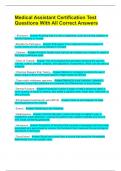Medical Assistant Certification Test Questions With All Correct Answers