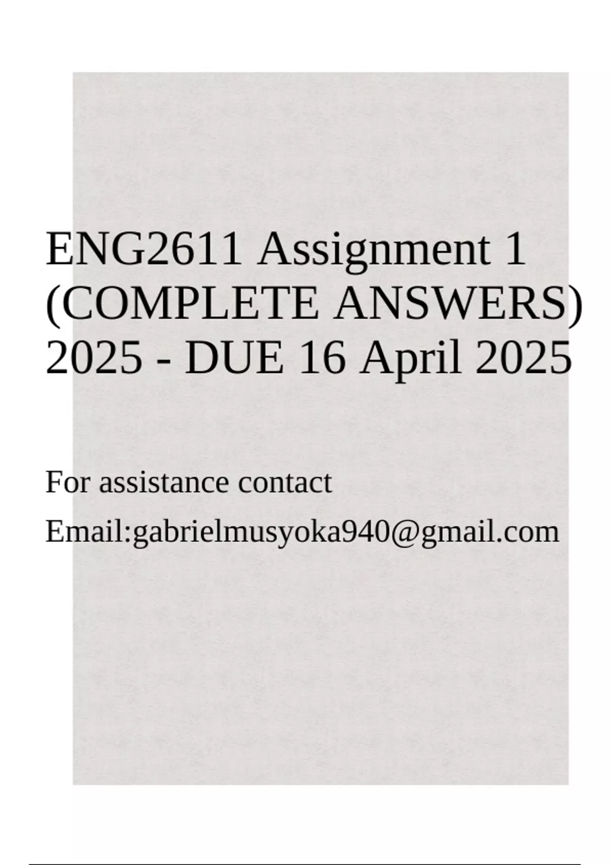 ENG2611 Assignment 1 (COMPLETE ANSWERS) 2025 - DUE 16 April 2025 ...