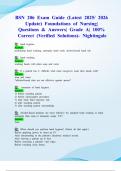BSN 206 Exam Guide &lpar;Latest 2025&sol; 2026 Update&rpar; Foundations of Nursing&vert; Questions & Answers&vert; Grade A&vert; 100&percnt; Correct &lpar;Verified Solutions&rpar;- Nightingale