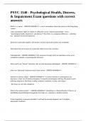 PSYC 3140 - Psychological Health&comma; Distress&comma; & Impairment Exam questions with correct answers&period;