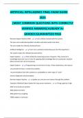 ARTIFICIAL INTELLIGENCE FINAL EXAM GUIDE 2025 &vert;MOST COMMON QUESTIONS WITH CORRECTLY VERIFIED ANSWERS&vert;ALREADY A&plus; GRADED&vert;GUARANTEED PASS
