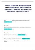 USAHS CLINICAL NEUROSCIENCE EXAM&vert;QUESTIONS AND CORRECT ANSWERS &vert; GRADED A&plus; &vert; VERIFIED ANSWERS &vert;LATEST UPDATE