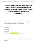 LOCAL ANESTHESIA MOCK EXAM AND LOCAL ANESTHESIA MOCK BOARD ACTUAL EXAM QUESTIONS AND CORRECT DETAILED ANSWERS