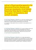 Lehne&rsquo;s Pharmacotherapeutics for Advanced Practice Nurses and Physician Assistants &lpar;2nd Edition Rosenthal Test Bank&rpar; chapter 10 to chapter 19 Questions and correct answers&period;