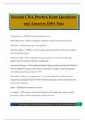 Nevada CNA Practice Exam Questions and Answers 100&percnt; Pass