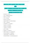 ARTIFICIAL INTELLIGENCE FINAL EXAM GUIDE 2025 &vert;MOST COMMON QUESTIONS WITH CORRECTLY VERIFIED ANSWERS&vert;ALREADY A&plus; GRADED&vert;GUARANTEED PASS