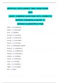 ARTIFICIAL INTELLIGENCE FINAL EXAM GUIDE 2025 &vert;MOST COMMON QUESTIONS WITH CORRECTLY VERIFIED ANSWERS&vert;ALREADY A&plus; GRADED&vert;GUARANTEED PASS