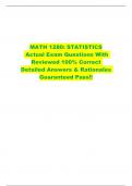 MATH 1280&colon; STATISTICS  Actual Exam Questions With  Reviewed 100&percnt; Correct  Detailed Answers & Rationales  Guaranteed Pass&excl;&excl; 