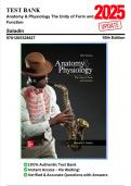 Test Bank&colon; Anatomy & Physiology The Unity of Form and Function 10th Edition by Saladin - Ch&period; 1-29&comma; 9781265328627&comma; with Rationales  