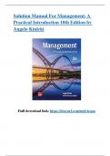 Solution Manual For Management A Practical Introduction 10th Edition by Angelo Kinicki