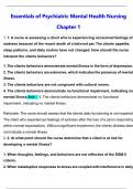 Essentials of Psychiatric Mental Health Nursing Chapter 1 Test Questions With Verified Answers 2025&sol;2026