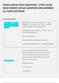 ASWB CLINICAL EXAM QUESTIONS &sol; STUDY GUIDE EXAM NEWEST ACTUAL QUESTIONS AND ANSWERS &lpar;A&plus; GUIDE SOLUTION&rpar;  