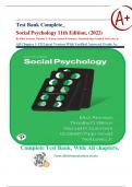 Test Bank Complete&lowbar; Social Psychology 11th Edition&comma; &lpar;2022&rpar; By Elliot Aronson & 4 More&vert; All Chapter 1-13&vert; Latest Version With Verified Answers&vert; Grade A&plus;
