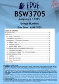 BSW3705 Assignment 1 &lpar;ANSWERS&rpar; 2025 - DISTINCTION GUARANTEE