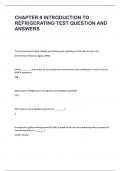 CHAPTER 9 INTRODUCTION TO REFRIGERATING TEST QUESTION AND ANSWERS