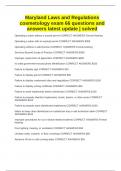 Maryland Laws and Regulations cosmetology exam 66 questions and answers latest update &vert; solved