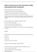 Utah Life Insurance Test Questions With Guaranteed Pass Solutions&period;