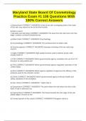 Maryland State Board Of Cosmetology Practice Exam &num;1 106 Questions With 100&percnt; Correct Answers