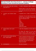 Mental Health Nursing Exam 1 - Jersey College questions well answered passed &lpar;100&percnt;&rpar;