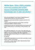 Qld Bar Exam - Ethics &vert; complete exam test questions and verified answers &lpar;MULTIPLE CHOICES&rpar; AND RATIONALES&vert; GET IT 100&percnt;  ACCURATE&excl;&excl; 