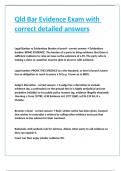 Qld Bar Evidence Exam with correct detailed answers