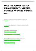 UPDATED PUMPER DO CDC FINAL EXAM WITH VERIFIED CORRECT ANSWERS
