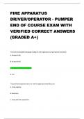 FIRE APPARATUS DRIVER-OPERATOR - PUMPER END OF COURSE EXAM WITH VERIFIED CORRECT ANSWERS &lpar;GRADED A&plus;&rpar;&period;