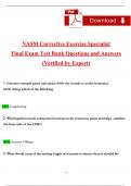 NASM Corrective Exercise Specialist  Final Exam Test Bank &lpar;Latest 2025 &sol; 2026&rpar; Questions and Answers &lpar;Verified by Expert&rpar; 