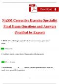 NASM Corrective Exercise Specialist Final Exam &lpar;Latest 2025 &sol; 2026&rpar;  Questions and Answers &lpar;Verified by Expert&rpar; 