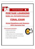 NURS 231 Pathophysiology Final Exam &lpar;2025 &sol; 2026&rpar; Portage Learning Questions and Verified Answers&comma; 100&percnt; Guarantee Pas