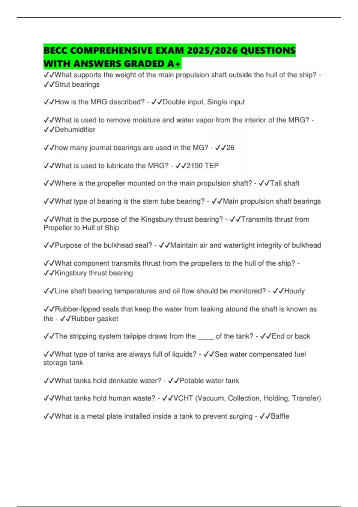 BECC COMPREHENSIVE EXAM 2025/2026 QUESTIONS WITH ANSWERS GRADED A+ ...