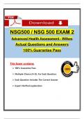 Advanced Health Assessment NSG 500 Exam 2 &lpar;Latest 2025 &sol; 2026&rpar; Actual Qs & Ans to Pass the Exam  - Wilkes