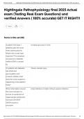 Nightingale Pathophysiology final 2025 Actual exam &lpar;Testing Real Exam Questions&rpar; and verified Answers &lpar; 100&percnt; accurate&rpar; GET IT RIGHT&excl;&excl;