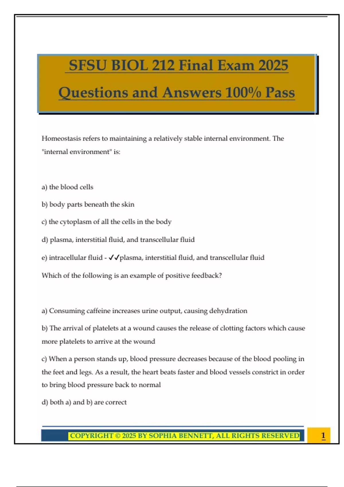 SFSU BIOL 212 Final Exam 2025 Questions and Answers 100% Pass - SFSU ...