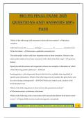 BIO 351 FINAL EXAM 2025 QUESTIONS AND ANSWERS 100&percnt; PASS