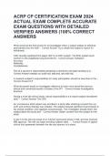 ACRP CP CERTIFICATION EXAM 2024 ACTUAL EXAM COMPLETE ACCURATE EXAM QUESTIONS WITH DETAILED VERIFIED ANSWERS &lpar;100&percnt; CORRECT ANSWERS