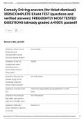 Comedy Driving answers &lpar;for ticket dismissal&rpar; 2025&vert;COMPLETE EXAM TEST &lpar;questions and verified answers&rpar; FREQUENTLY MOST TESTED QUESTIONS &vert;already graded A&plus;&vert;100&percnt; passed&excl;&excl;