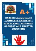 DPR1503 Assignment 3 &lpar;COMPLETE ANSWERS&rpar; - DUE 25 APRIL 2025&semi;100&percnt; CORRECT AND TRUSTED SOLUTIONS