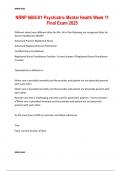 NRNP 6665-01 Psychiatric Mental Health Week 11 Final Exam 2025